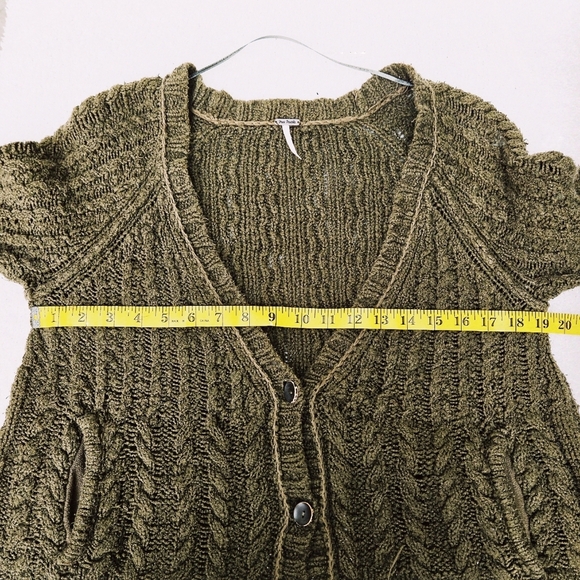 FREE PEOPLE Cable Knit Cardigan Olive Green, Small - Picture 11 of 11